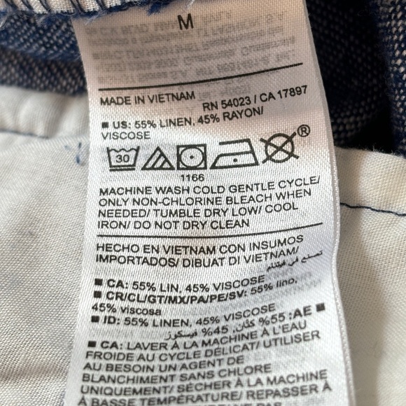 Old Navy Size Medium Blue Pull On Elastic Waist Linen Blend Drawstring Tapered - Picture 10 of 12